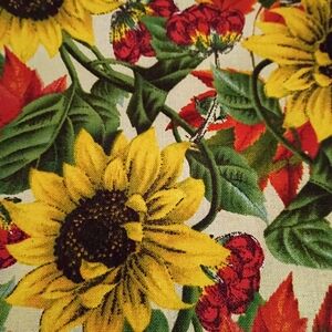 Floral Sunflower and Leaf Cotton Print Fabric Fat Quarter 18 X 21" - Set Of 3